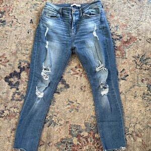 Daytrip Distressed Skinny Jeans in Blue